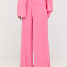 Notes du Nord pantaloni femei, culoarea roz, drept, high waist