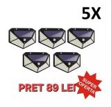 Cumpara ieftin SET 5 X Lampa Solara LED Senzor De Miscare 100 x LED, Alimentare Solara, Perete, LP-0020, Incarcare Solara