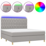 Cumpara ieftin Pat cu arcuri, saltea si LED, gri deschis, 180x200 cm, textil