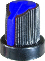 Buton pentru potentiometru, 18mm, plastic, negru-albastru, 18x15mm - 127023 foto