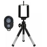 Set suport telefon universal cu arc dublu tip clips si mini trepied extensibil 20 cm, cap de bila, montura 1 4 inch si telecomanda Bluetooth
