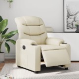 VidaXL Fotoliu rabatabil electric, crem, piele ecologică 3206586