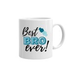 Cana alba personalizata &rdquo;Best bro ever&rdquo;, INOVATIX&reg;. 330ml