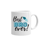 Cana alba personalizata pentru frati, Best bro ever, INOVATIX&reg;. 330ml