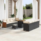 Cumpara ieftin Set de canapele pentru grădină cu pernă 11 pcs negru și crem