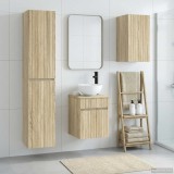 Cumpara ieftin Set dulap baie 3 buc. Stejar Sonoma 33 x 34,5 x 160 cm
