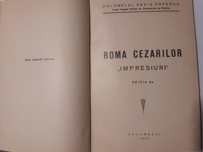 Roma Cezarilor,,Impresiuni&amp;quot;,col.David Popescu,1935 foto