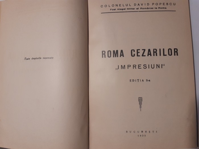 Roma Cezarilor,,Impresiuni&quot;,col.David Popescu,1935