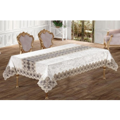 Față de masă Haspen cu broderie inserata, dimensiune 160x220cm, model Sarmasik Cream