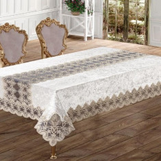 Față de masă Haspen cu broderie inserata, dimensiune 160x220cm, model Sarmasik Cream