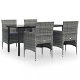 Set de servit masa pentru gradina, 5 piese, gri si negru