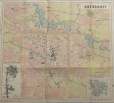 Hartă București, 51 x 47 cm, Directia Topografică Militară 1960, satre buna, de colectie, geografie