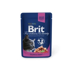 Hrana umeda pentru pisici, Brit, adult, somon si pastrav, 100g