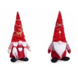 Set 2 figurine Mos Craciun si Craciunita textil multicolor cm 15x13x34 H