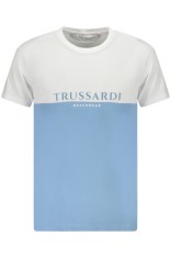 Trussardi Tricou barbati, cu imprimeu, Regular fit, Alb si albastru deschis foto
