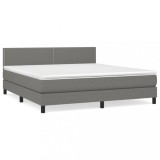 Cumpara ieftin Pat box spring cu saltea, gri inchis, 180x200 cm, textil