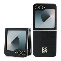 Husa Samsung Galaxy Z Flip6 - DKNY Leather Repeat Pattern Stack Logo (DKHCZF6PSHRPSK) - Black foto