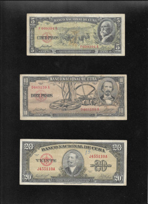 Set Cuba 5 + 10 + 20 pesos 1958 foto