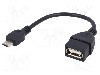 Cablu USB A soclu, USB B micro mufa, OTG, USB 2.0, lungime 0.15m, negru, AKYGA - AK-AD-09 foto