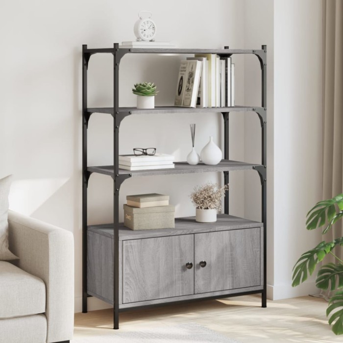 vidaXL Bibliotecă 3 niveluri gri sonoma 70x30x109,5 cm, lemn prelucrat 838996