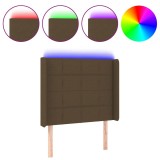 Cumpara ieftin Tablie de pat cu LED, maro inchis, 93x16x118/128 cm, textil