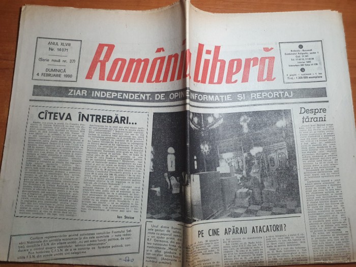 romania libera 4 februarie 1990-art. &quot; pe cine aparau atacatorii ? &quot;