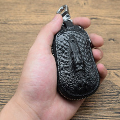 Husa portofel port chei cheie auto, piele naturala, negru, gd1035 foto