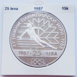 372 Bulgaria 25 Leva 1987 Winter Olympics km 160 argint, Europa