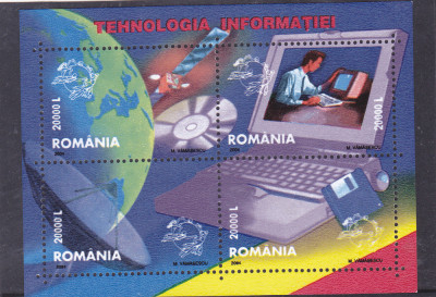 ROMANIA 2004 LP 1626 TEHNOLOGIA INFORMATIEI BLOC DE 4 MARCI MNH foto