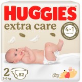 Scutece Huggies Extra Care 2, Mega, 3-6 kg, 82 buc