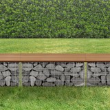 Banca Gradina Gabion [pro.tec] Maro Deschis, 100x30x45cm, WPC, Cos Metalic, Rezistenta Intemperii. Banca Exterior, Terasa, Relaxare