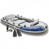 Cumpara ieftin Set barca gonflabila pneumatica Intex 68325NP Excursion 5, pentru 5 persoane, 366 x 168 x 43 cm + vasle + pompa manuala