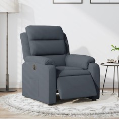 vidaXL Fotoliu rabatabil electric, gri &icirc;nchis, catifea