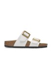 Birkenstock papuci Sydney Patent Cushion Buckle femei, culoarea alb, 1029452