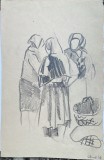 Desen &icirc;n creion, lucrare de Gh. Ionescu, nesemnata, olograf &rdquo;Abrud 68&rdquo;, 33 x 20 cm, creion pe carton subtire, artist roman, artă romaneasca