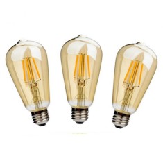 Set 3 becuri LED 4W vintage, E27, decorativ cu glob auriu