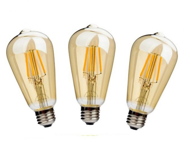 Set 3 becuri LED OptonicaLED, E27, 7W model vintage cu glob auriu