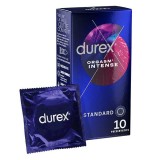 Prezervative cu striatii Durex Orgasm Intense, cu efect de stimulare clitoridiana si intensificare orgasm feminin, 56 mm, 1 cutie x 10 buc