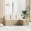 VidaXL Set de canapele pentru grădină cu pernă 4 pcs Bej Rattan poli 3360482