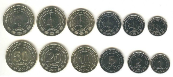 SV * Turkmenistan SET 1 - 2 - 5 - 10 - 20 - 50 TENGE 2009 * UNC