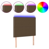 Cumpara ieftin Tablie de pat cu LED, maro inchis, 90x5x118/128 cm, textil