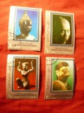Serie mica Yemen 1970 Sculptura SIAM - 4 val. stampilate, Stampilat