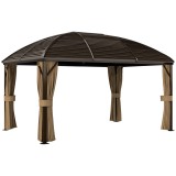 Outsunny Pavilion de grădină, cort petrecere, cort festiv, 4 x panouri laterale duble, impermeabil, 2 c&acirc;rlige pentru felinare, aprox. 4 x 3 x 2,8 m, m