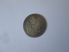 Austro-Ungaria 10 Kreuzer 1869 argint cu patina foarte frumoasa,diametrul=18 mm