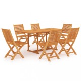 Set mobilier de gradina, 7 piese, lemn masiv de tec