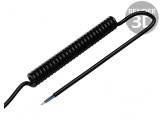 Cablu spiralat neecranat PUR negru 2x1mm2 1,5m 300V/500V