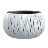 Ghiveci decorativ de flori, rotund, alb, 29x19.5 cm, Sandy Bowl GartenVIP DiyLine, Prosperplast