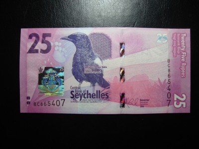 SEYCHELLES 25 RUPII 2016 UNC foto