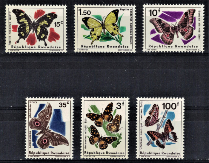 RWANDA 1966 - Fluturi /serie completa MNH [cota Michel 10&euro;]