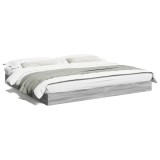 Cadru Pat Gossi 180x200 cm Gri Sonoma, Lemn Prelucrat. Pat Dublu Modern, Rezistent